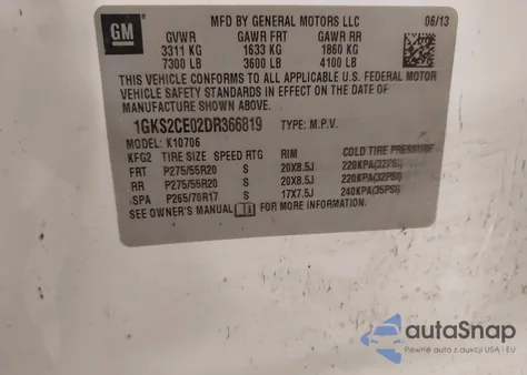 2013 GMC Yukon Slt z USA, uszkodzony, nr VIN 1GKS2CE02DR366819